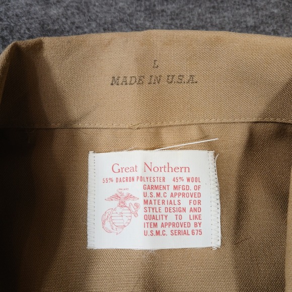 Great Northern USMC Khaki Tan Short Sleeve Uniform Shirt Wool Blend Mens Large - Picture 3 of 6